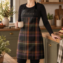 Dark Cottagecore Black Rust Plaid Monogram