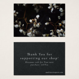 Dark elegant shop thank you card with discount