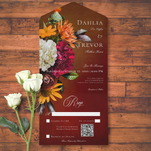 Dark Elegant Summer Sunset Floral Código QR