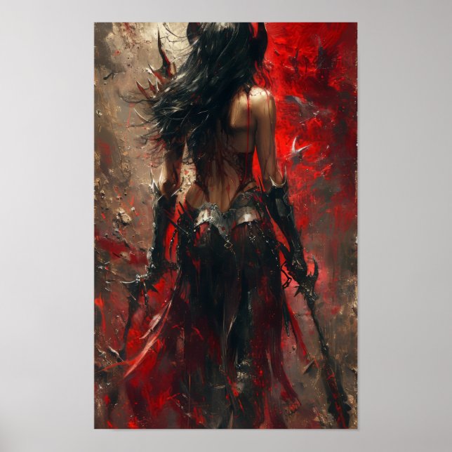 Dark Fantasy Necromancer com Poster de Armas (Frente)