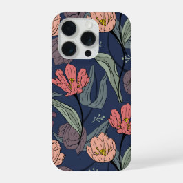 Dark Floral Tulip Pattern Phone Case