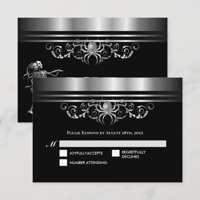 Dark Gothic Halloween Wedding RSVP (Frente/Verso)