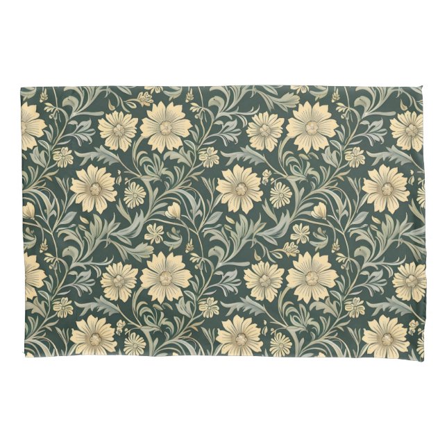 Dark green stylized yellow flowers  pattern  (Frente-Esquerda)