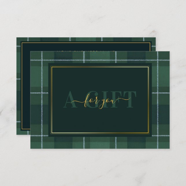 Dark Green Tartan Polo Plaid Gift Certificate (Frente/Verso)