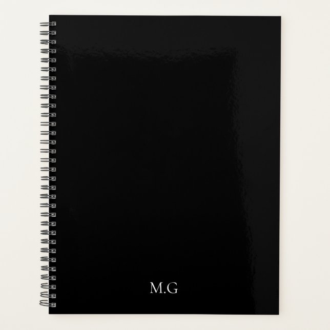 Dark Mode Stationary Glossy Black Agenda Initials (Frente)