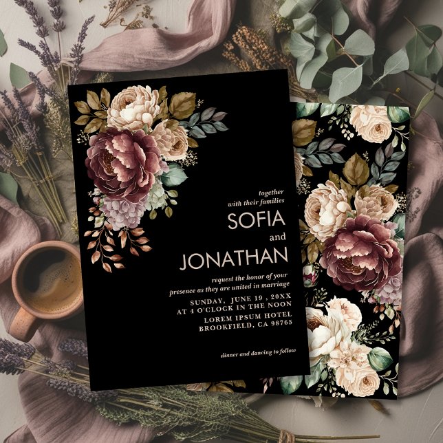 Dark Moody Burgundy & Maroon Peony Winter Wedding  (Criador carregado)