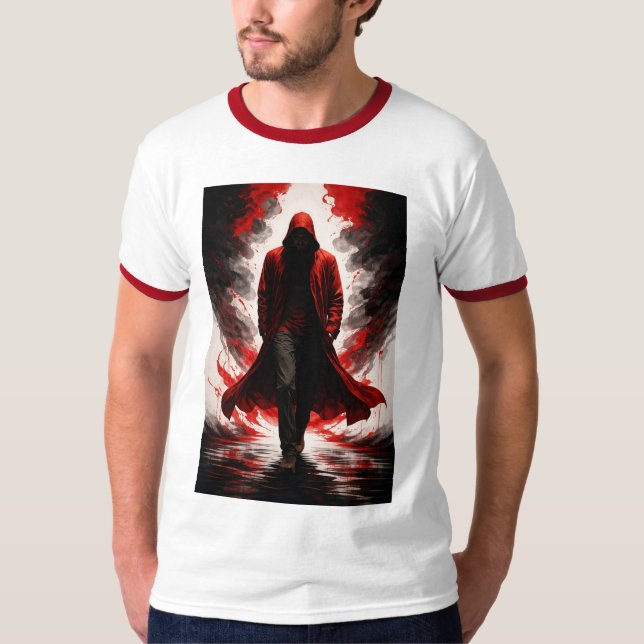 Dark Power Awakening Red Hooded Figure T-Shirt (Frente)