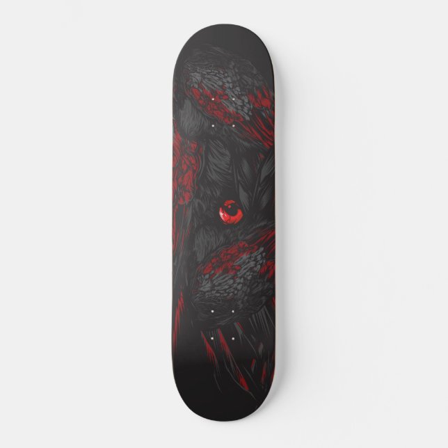 Dark Raven Crimson Eye Street Art Skateboard (Frente)