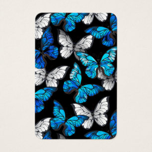 Dark Seamless Pattern with Blue Butterflies Morpho