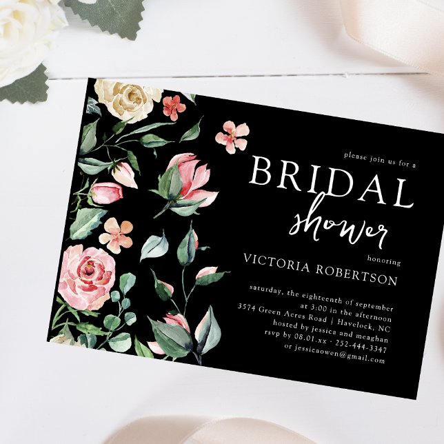 Dark Spring Floral | Convite de Chá de Noiva Botân (Criador carregado)