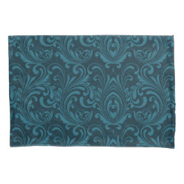 Dark teal floral damask pattern