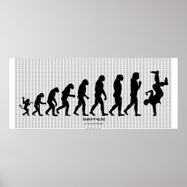 Darwinian Evolution of Rap "RAPPER" Art Poster (Frente)