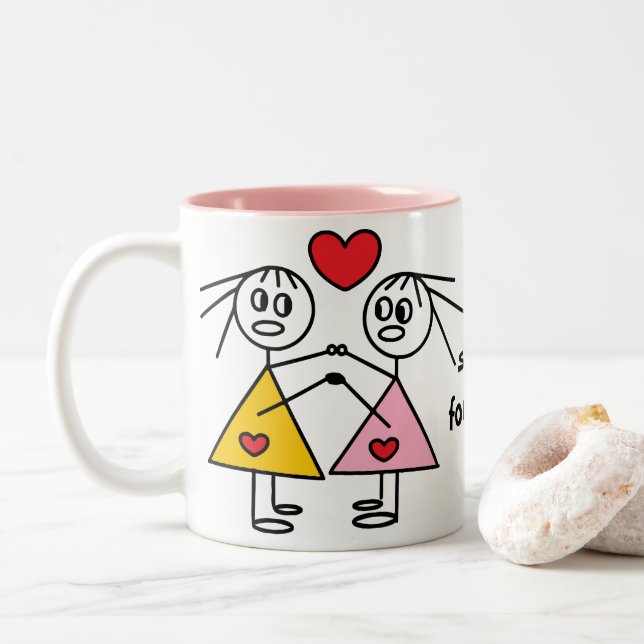 Das irmãs figura adorável caneca da vara para (Com Donut)