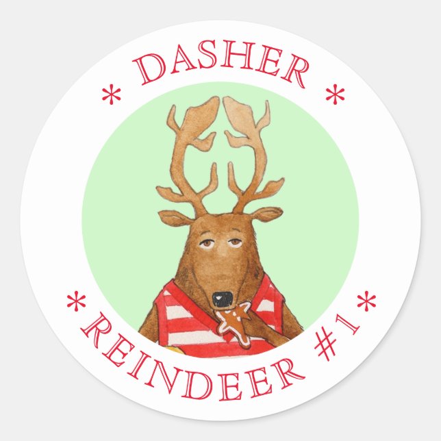 DASHER REINDEEER Grandes Autocolantes redondos (Frente)