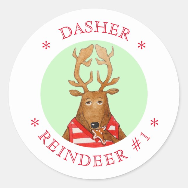 DASHER REINDEER Pequenos Autocolantes (Frente)