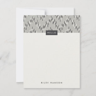 Dashing Boho Ikat Zig Zag Stationery - Cinza