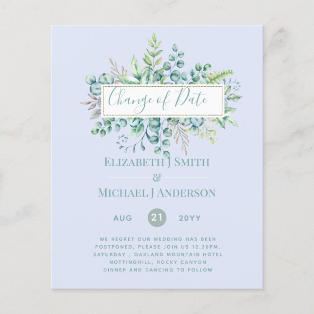 Data da Alteração do Evento Verde Eucalyptus (Frente)