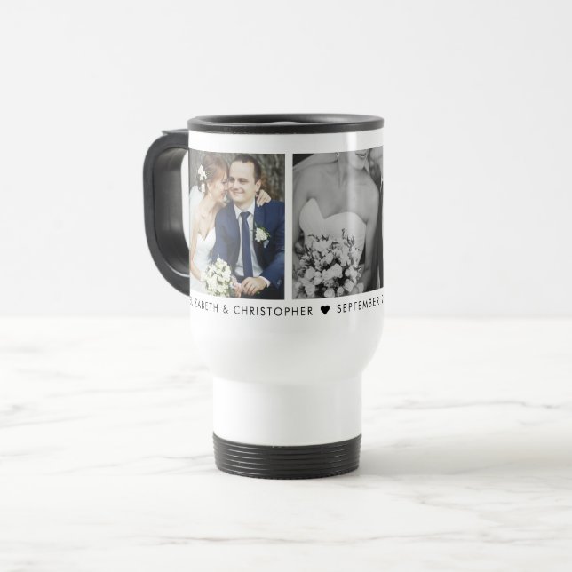 Data de Casamento e Caneca de viagem de Foto Monog (Frente Esquerda)