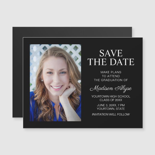 Data de salvamento da classe de fotos preta da gra (Frente/Verso)