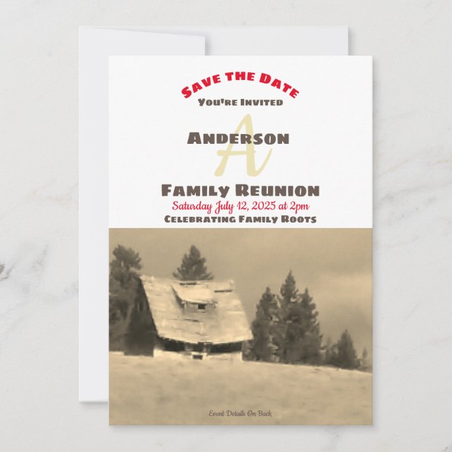 Data de Salvamento do Convite de Homestead Antigo  (Frente)