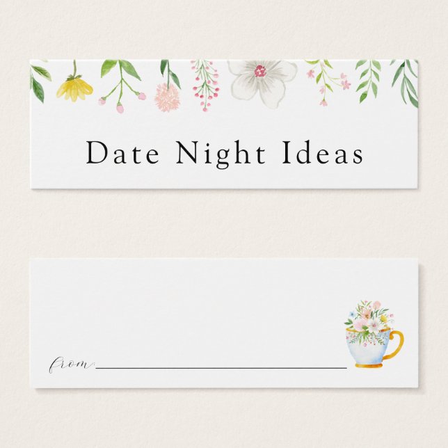 Data Noite de Wildflower Bridal Tea Idecard (Frente & Verso)