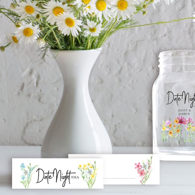 Data Noite Ideia flor selvagem Prado Pastel Floral (Date Night idea cards from my Wildflower Meadow collection (date night jar available separately))