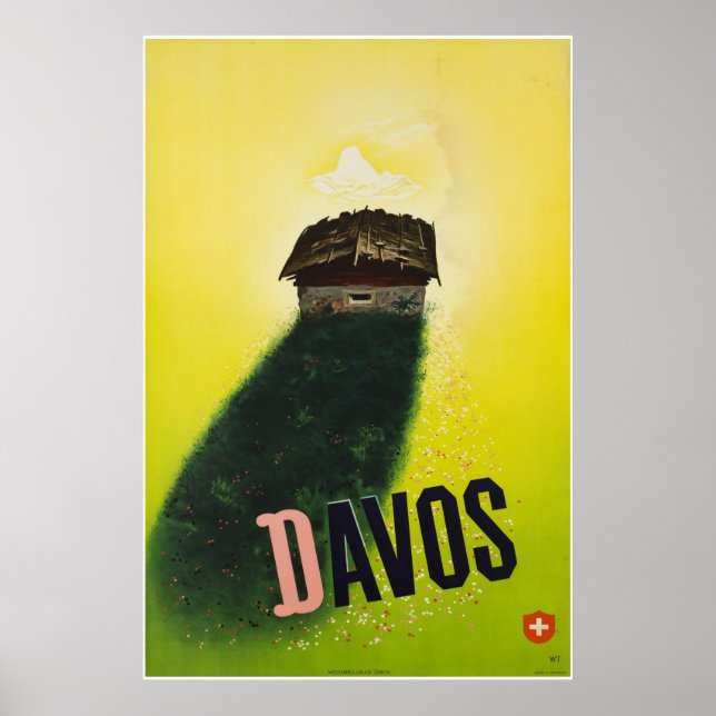 Davos, Parente, Suiça, Poster de Esqui (Frente)