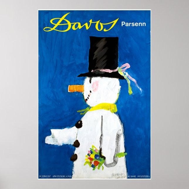 Davos, Parente, Suiça, Poster de Esqui (Frente)