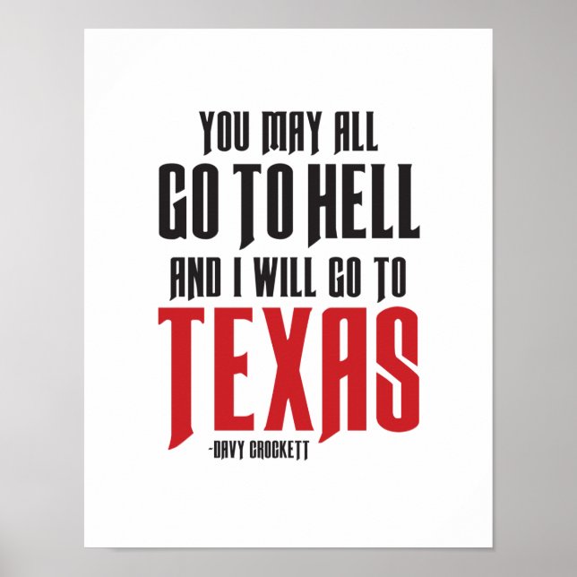 Davy Crockett Cote Poster do Texas (Frente)