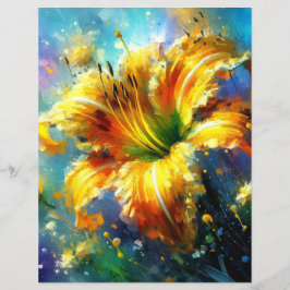 Daylily Daylily Flores - Papel Escrapado Amarelo