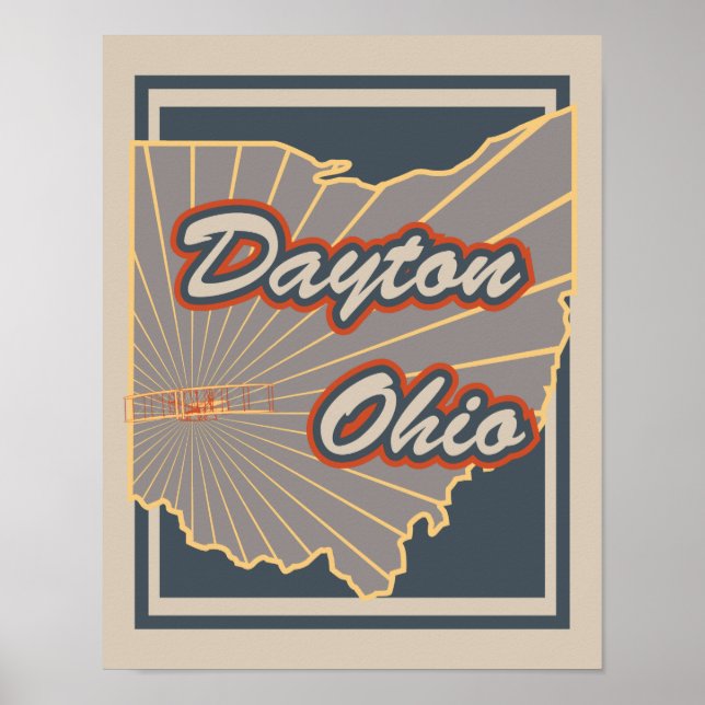Dayton, Ohio Art Impressão - Poster de viagens v2 (Frente)