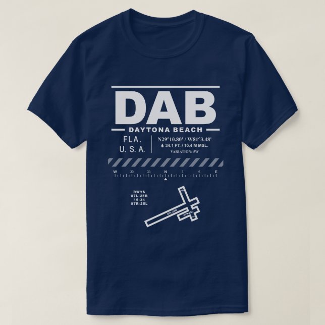 Daytona Beach International Airport DAB T-Shirt (Frente do Design)