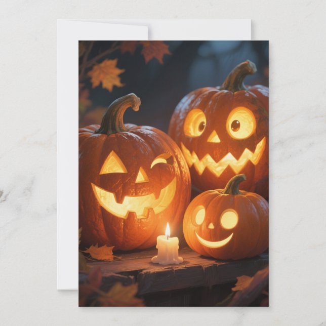 De Agradecimento 3 Cartão Jack O-Lanterns (Frente)