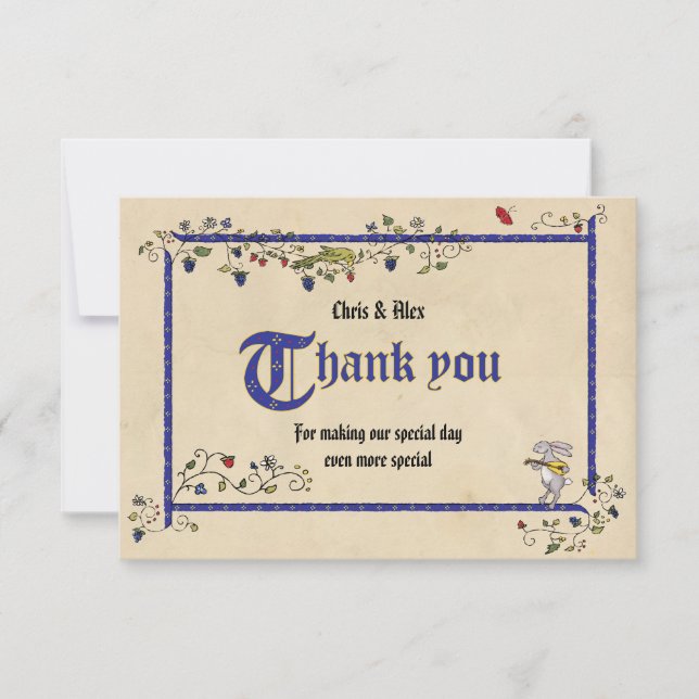 De Agradecimento Animais medievais agradecem cartão plano (Frente)