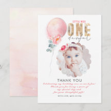 Aniversário da Menina Obrigado Cartão Fotográfico