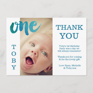 De Agradecimento Baby Boy Blue primeiro aniversario Obrigado Cartão