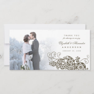De Agradecimento Boho Floral Paisley Weding Obrigado Cartão com fot