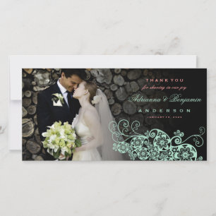 De Agradecimento Boho Floral Paisley Weding Obrigado Cartão com fot