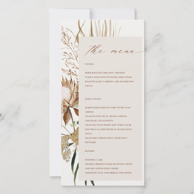 De Agradecimento Boho Protea Seca Palm Palm Ploral Cartão (Frente)