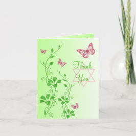 De Agradecimento Borboleta Verde Rosa Floral Obrigado Cartão Nota