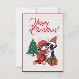 De Agradecimento Cachorro Britânico Personalizado Com Cartão Xmas D
