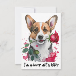 De Agradecimento Cartão com Corgi em Aquarela e Rosa