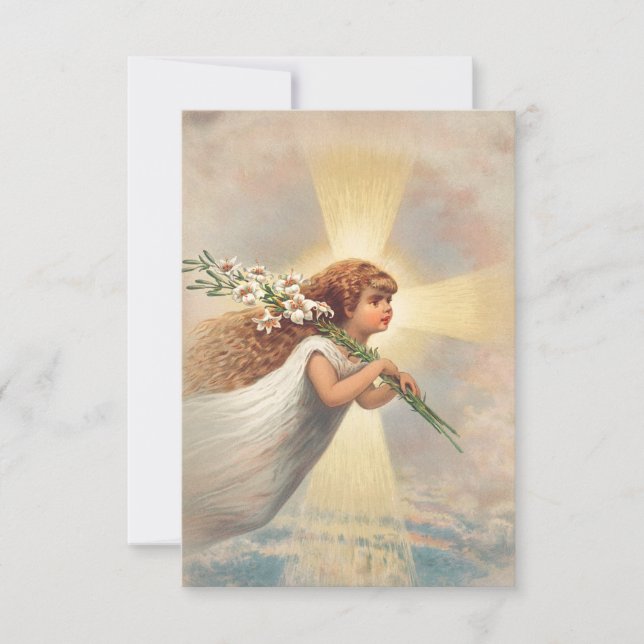 De Agradecimento Cartão Devocional Santo Anjo com Lírios (Frente)