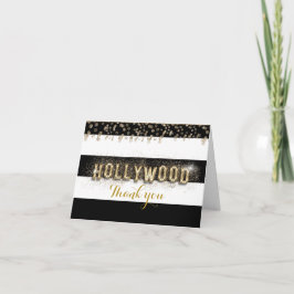De Agradecimento Cartão Doblado Listras Preto e Branco Gold Hollywo