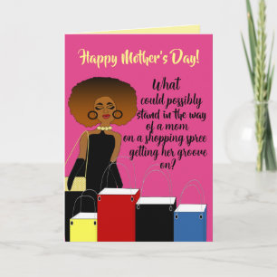 De Agradecimento Cartão engraçado do Dia das Mães para mulher afro-