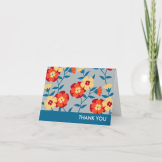 De Agradecimento Cartão floral moderno do amarelo, o azul & o