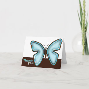 De Agradecimento Cartão "Obrigado" Borboleta Marrom e Turquesa