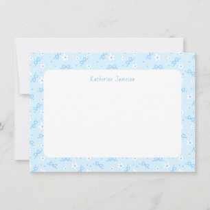 De Agradecimento Cartão Petit Blue Whimsical Bows Daisy Monograma