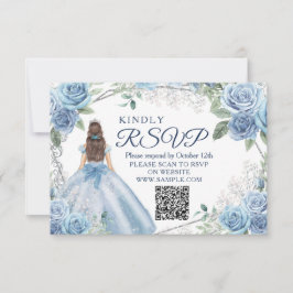 De Agradecimento Cartão RSVP Dusty Blue Quinceañera 15 Anos