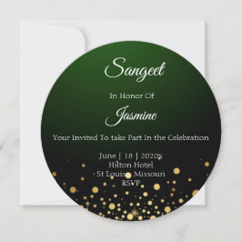 De Agradecimento Cartão Sangeet Verde Esmeralda Casamento